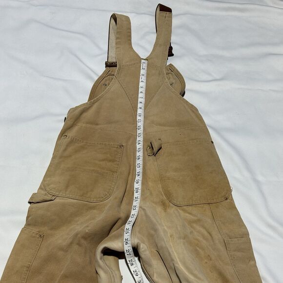 Vintage Carhartt Bib Overalls Size 32x29 Double Knee Canvas Duck - Picture 4 of 11